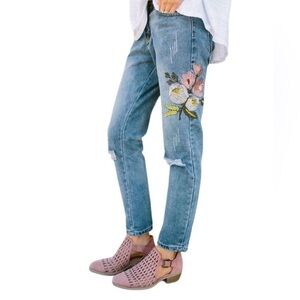 Zara Blue Jeans with Floral Embroidery